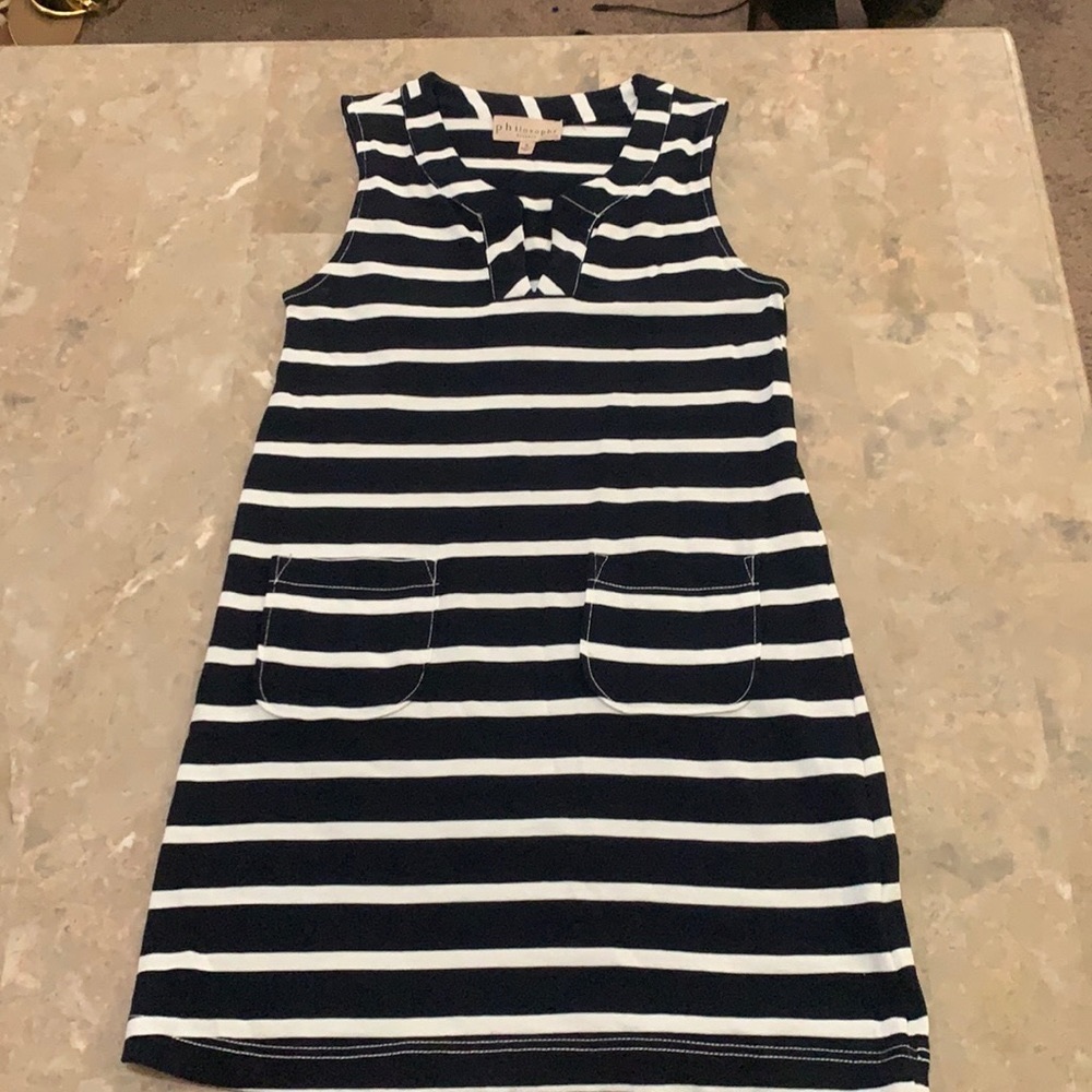 Philosophy dark blue and white dress
